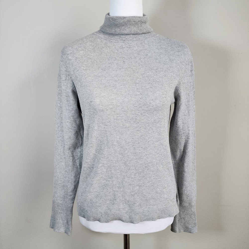 Esprit Turtleneck Sweater Womens Medium Gray Knit Long Sleeve‎ Soft Wool Mix Top